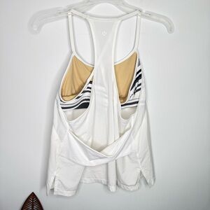 J7‎ lululemon Built In Bra Tank Top White Gray Black Athletic